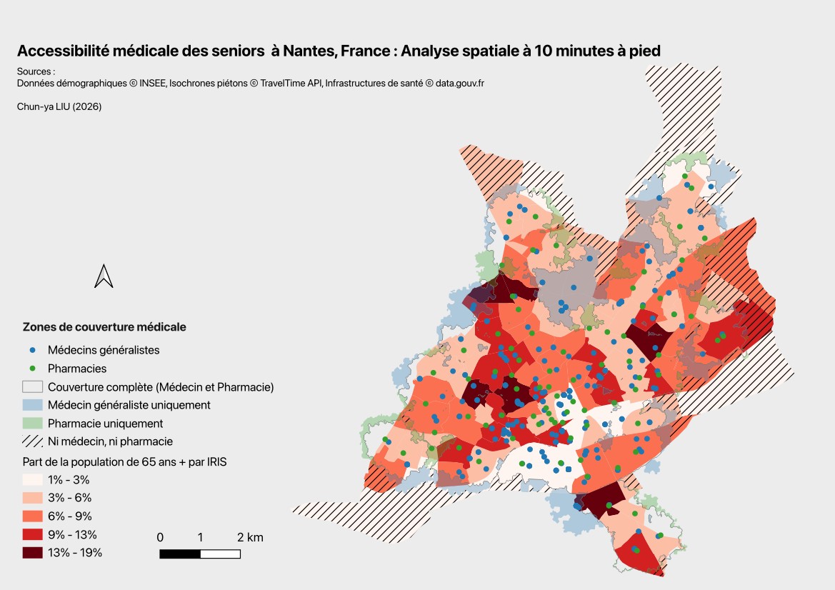 Senior healthcare accessibility in Nantes — GIS